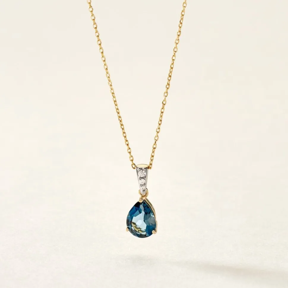 Pendentif Gorgel Or Jaune Topaze Oxyde De Zirconium