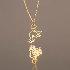 Pendentif Guecha Colombe Et Coeur Or Jaune