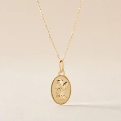 Pendentif Hadia Ange Ovale Or Jaune
