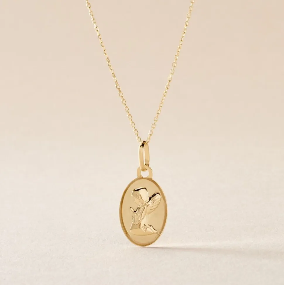Pendentif Hadia Ange Ovale Or Jaune