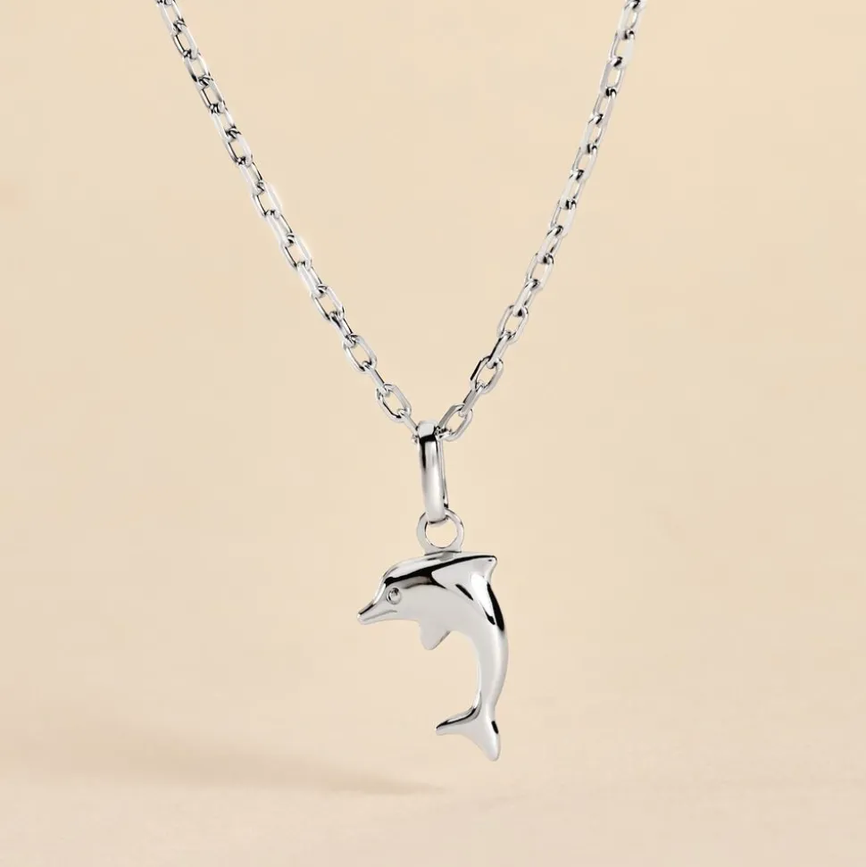 Pendentif Haizia Dauphin Or Blanc