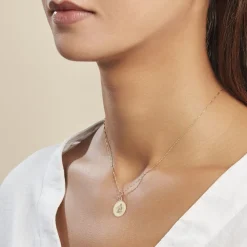 Pendentif Hanita Ange Rond Satine Or Jaune