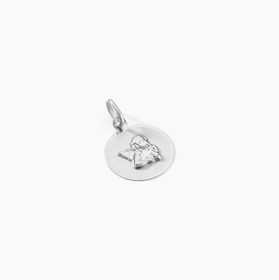 Pendentif Hanita Ange Rond Satine Or Blanc