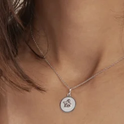 Pendentif Hanita Ange Rond Satine Or Blanc