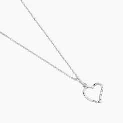 Pendentif Heck Coeur Strie Or Blanc