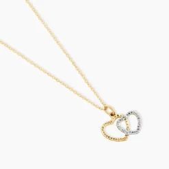 Pendentif Hedda Coeurs Ciseles Or Bicolore