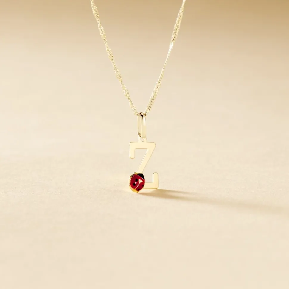 Pendentif Helidie Coccinelle Lettre Or Jaune