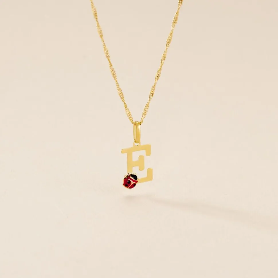 Pendentif Helidie Coccinelle Lettre Or Jaune