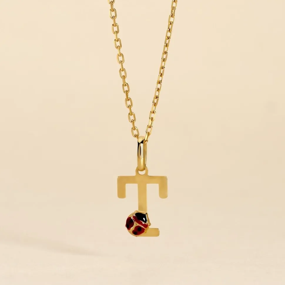 Pendentif Helidie Coccinelle Lettre Or Jaune