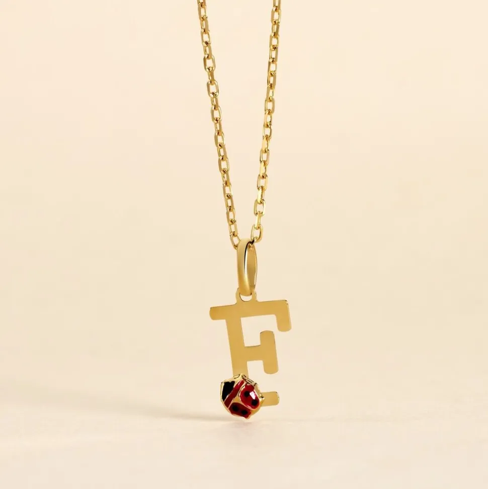 Pendentif Helidie Coccinelle Lettre Or Jaune