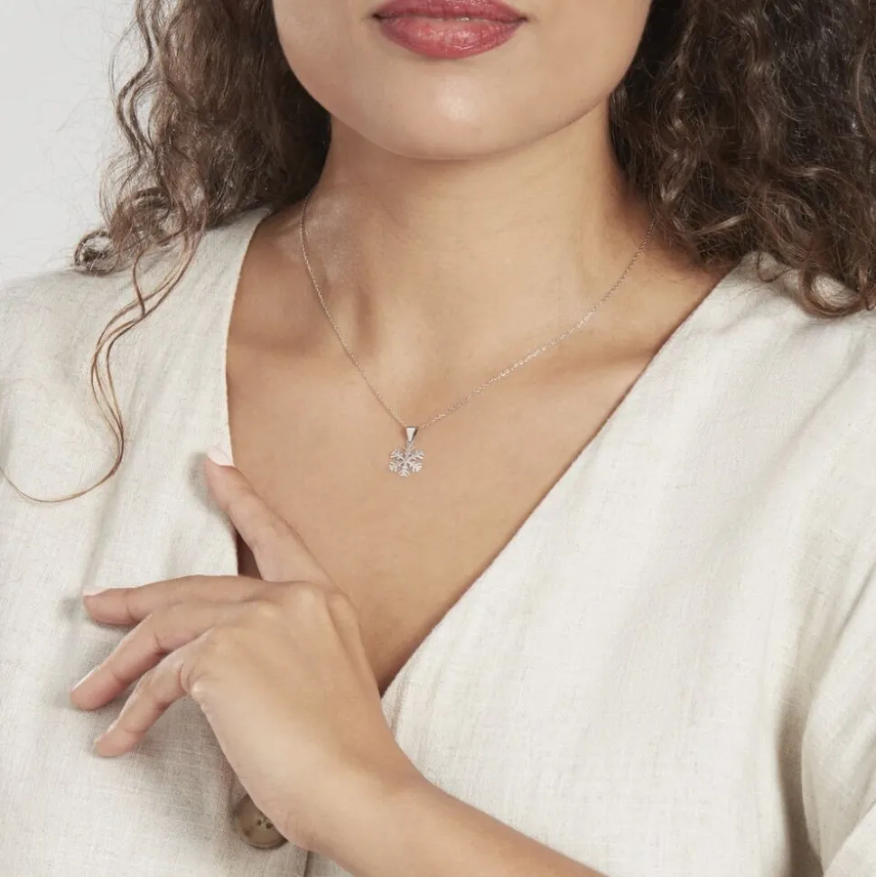 Pendentif Herbertine Flocon Or Blanc