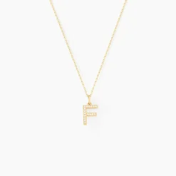 Pendentif Lettre F Or Jaune Oxyde
