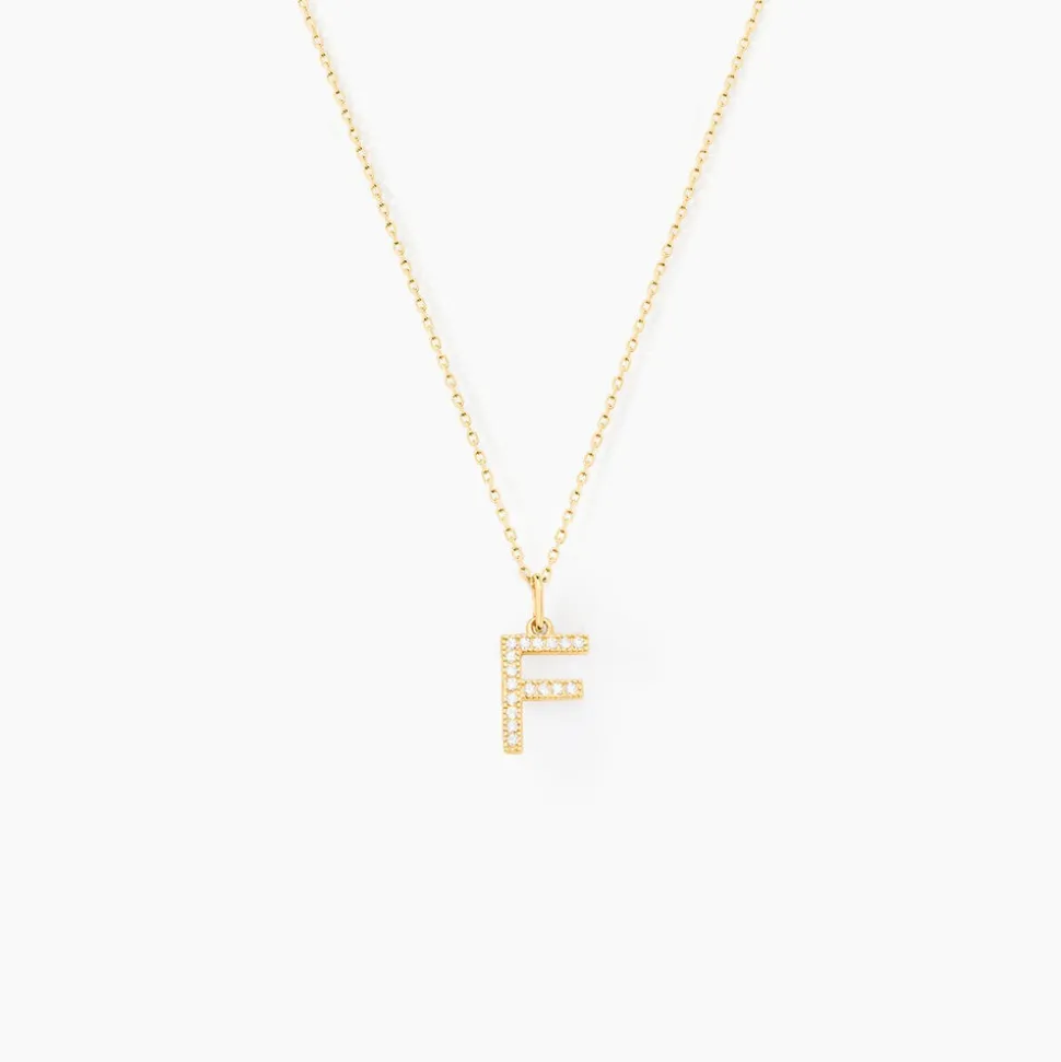 Pendentif Lettre F Or Jaune Oxyde