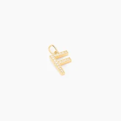 Pendentif Lettre F Or Jaune Oxyde