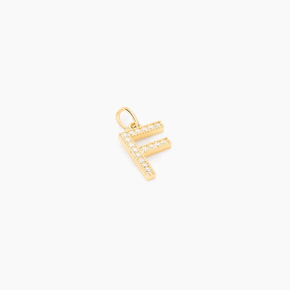Pendentif Lettre F Or Jaune Oxyde