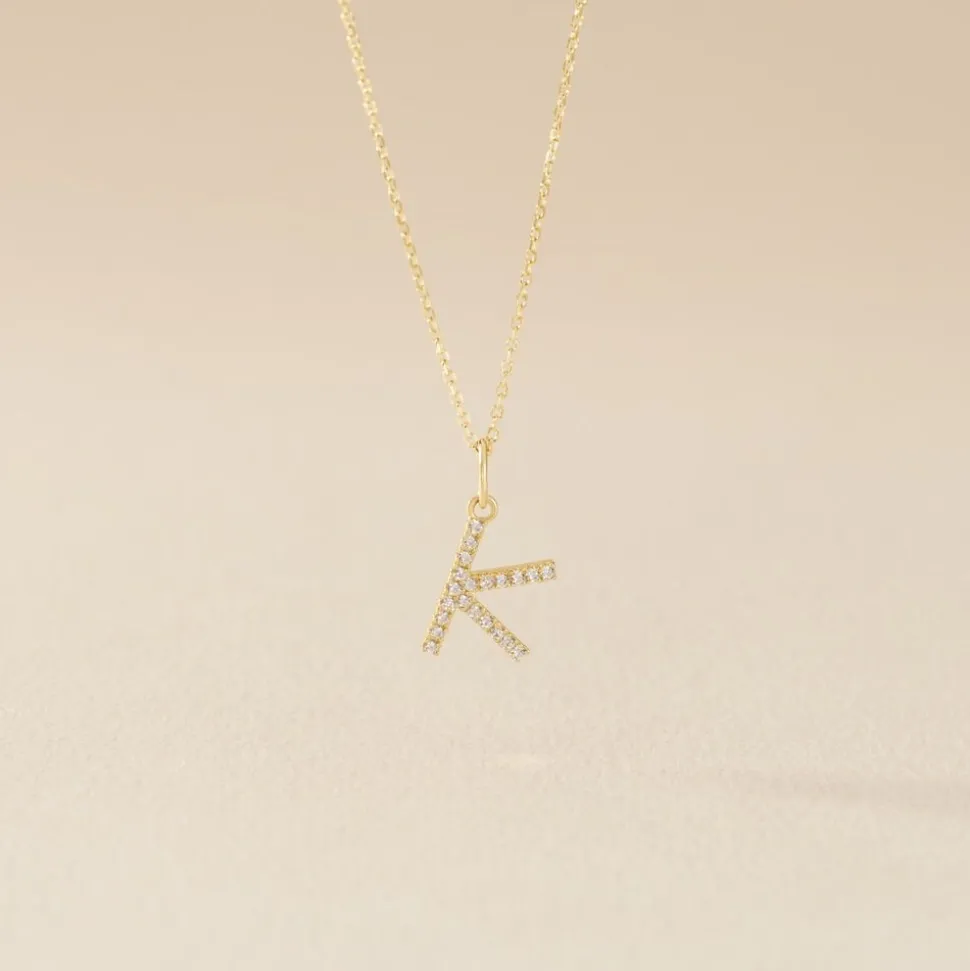 Pendentif Lettre K Or Jaune Oxyde