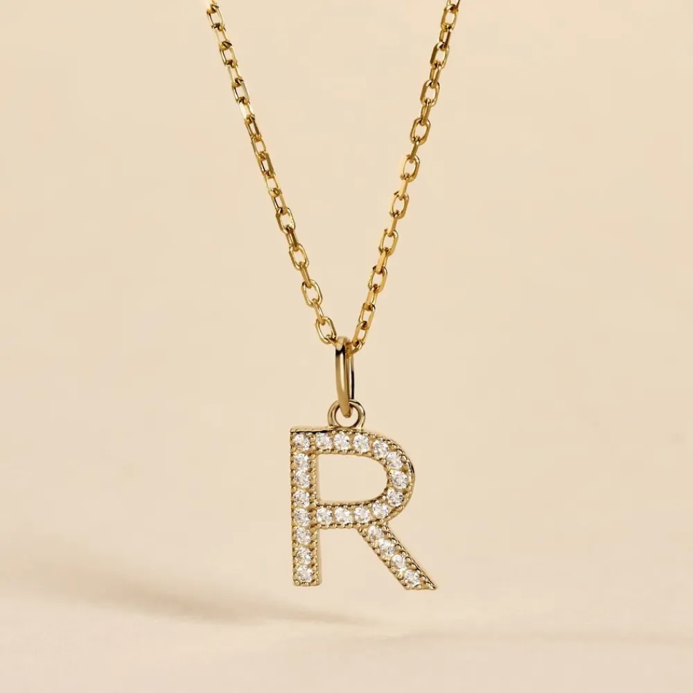 Pendentif Lettre R Or Jaune Oxyde|Marc Orian Hot