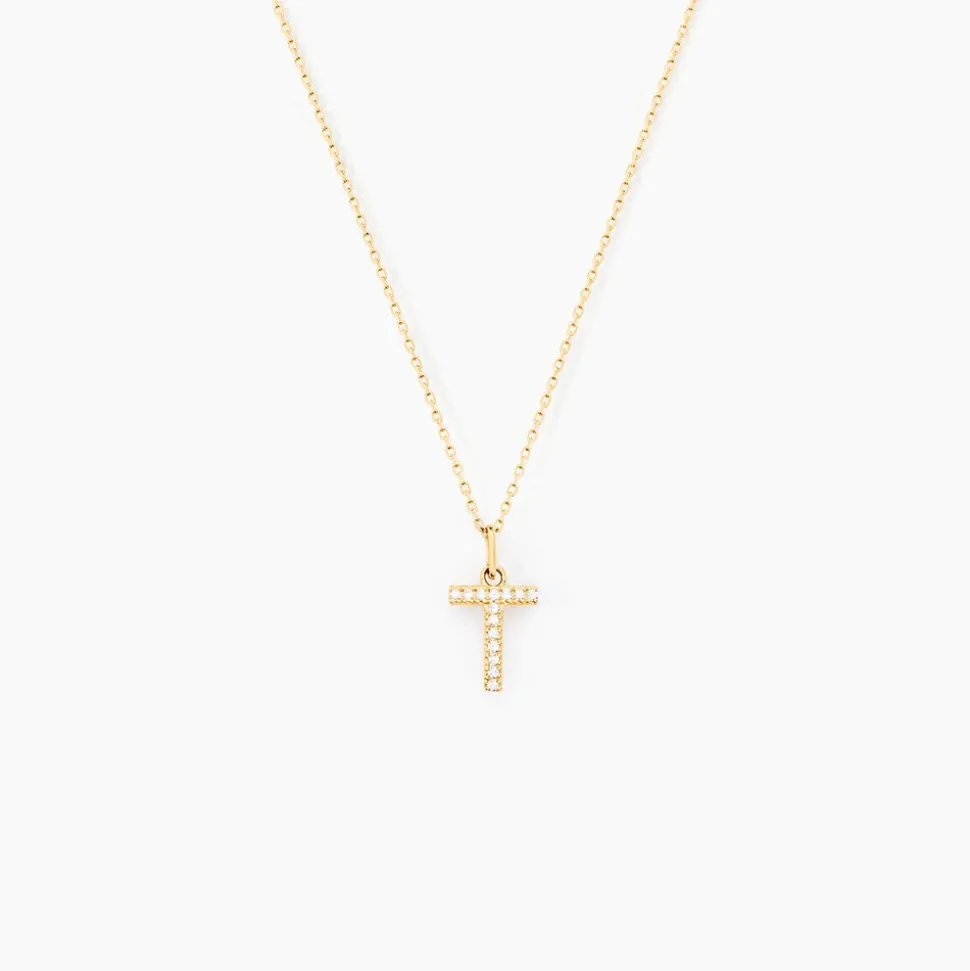Pendentif Lettre T Or Jaune Oxyde
