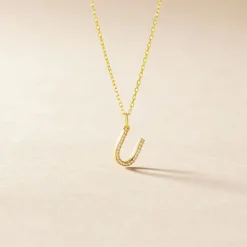 Pendentif Lettre U Or Jaune Oxyde