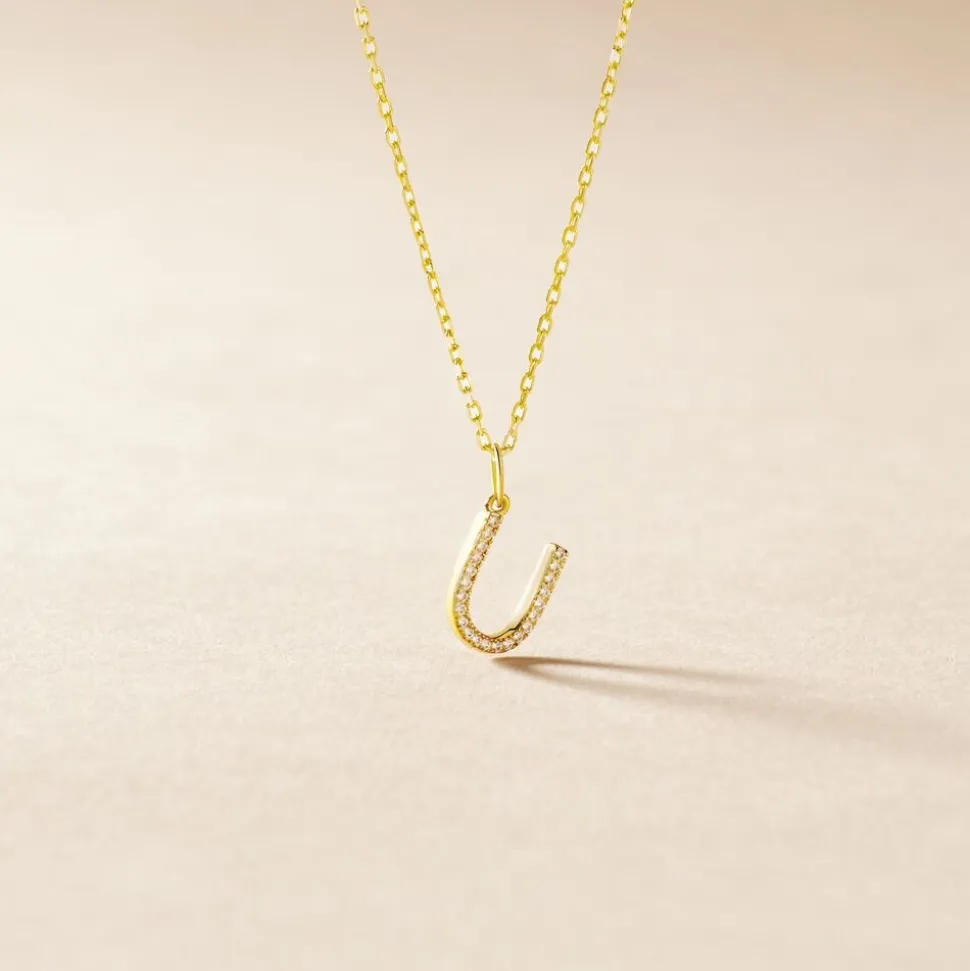 Pendentif Lettre U Or Jaune Oxyde