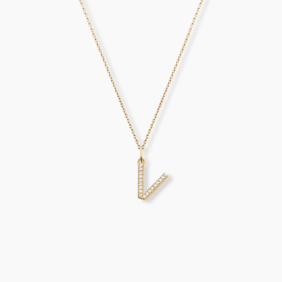 Pendentif Lettre V Or Jaune Oxyde
