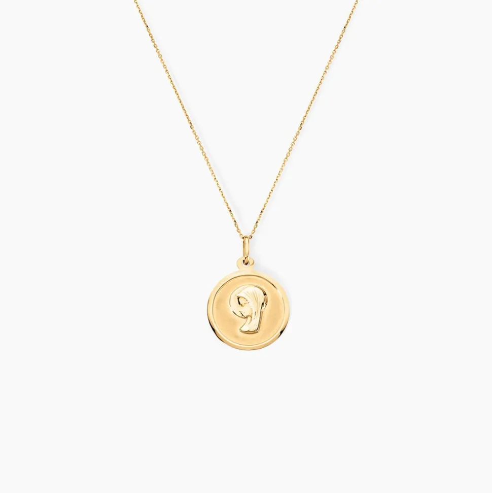 Pendentif Mary Vierge Rond Or Jaune