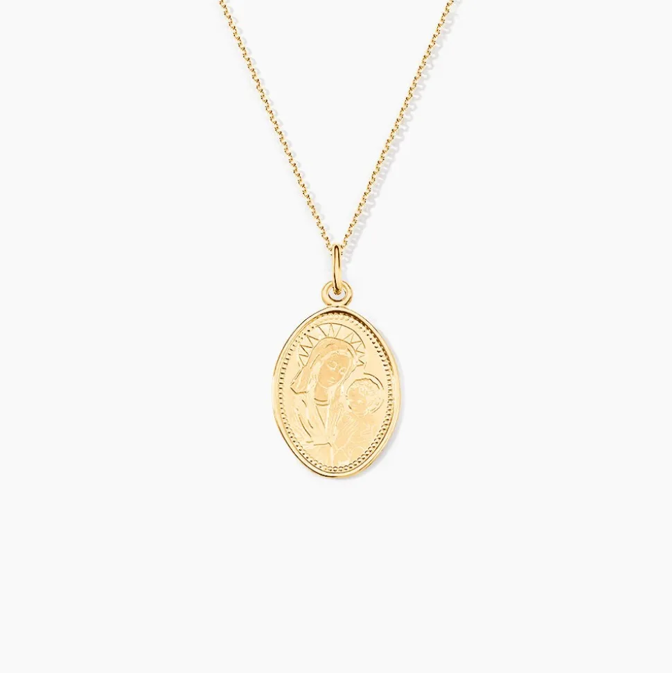 Pendentif Or Jaune Vierge A L'enfant