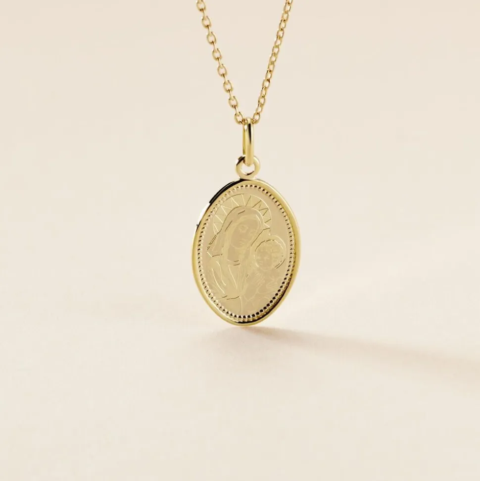 Pendentif Or Jaune Vierge A L'enfant