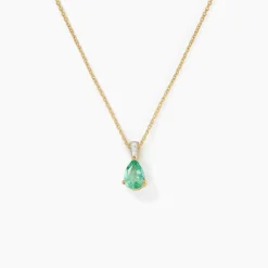 Pendentif Pâris Or Jaune Emeraude Diamant
