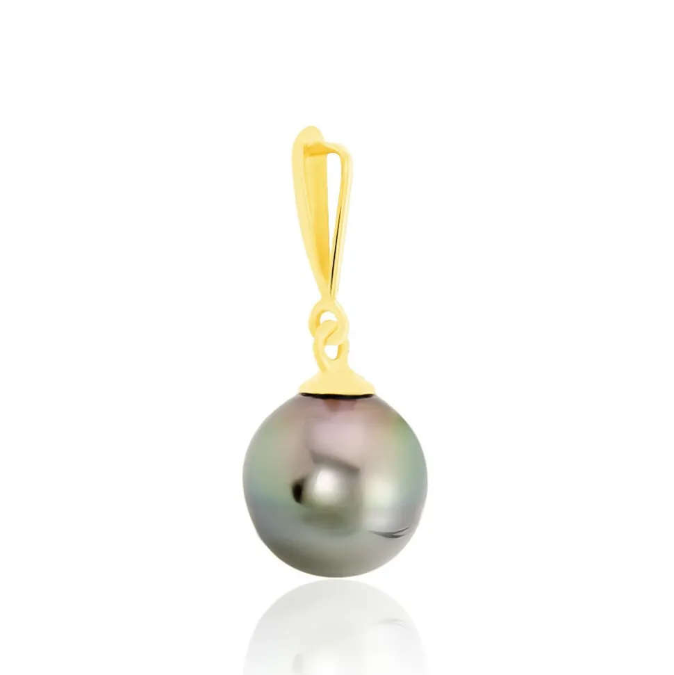 Pendentif Semi-baroque Or Jaune Perle De Culture De Tahiti