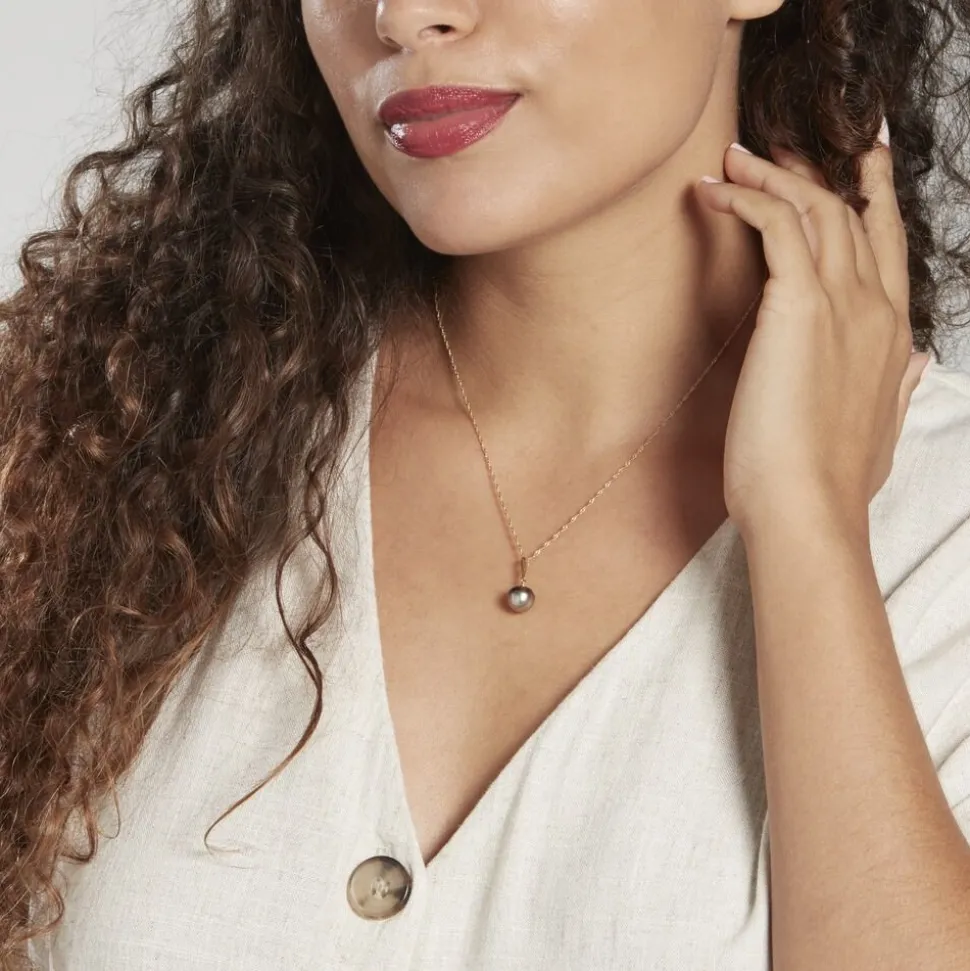 Pendentif Semi-baroque Or Jaune Perle De Culture De Tahiti