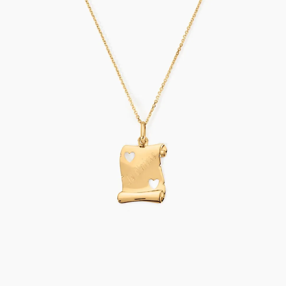 Pendentif Sirona Parchemin Message Or Jaune