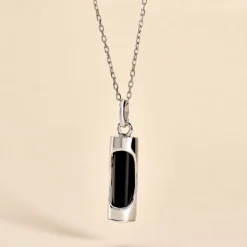 Pendentif Tiki Argent Blanc Onyx
