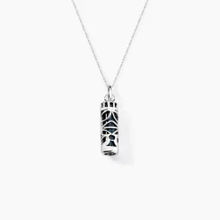 Pendentif Tiki Argent Blanc Onyx