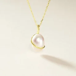 Pendentif Tourbillon Or Jaune Perle De Culture