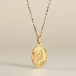 Pendentif Vierge Ovale Or Jaune