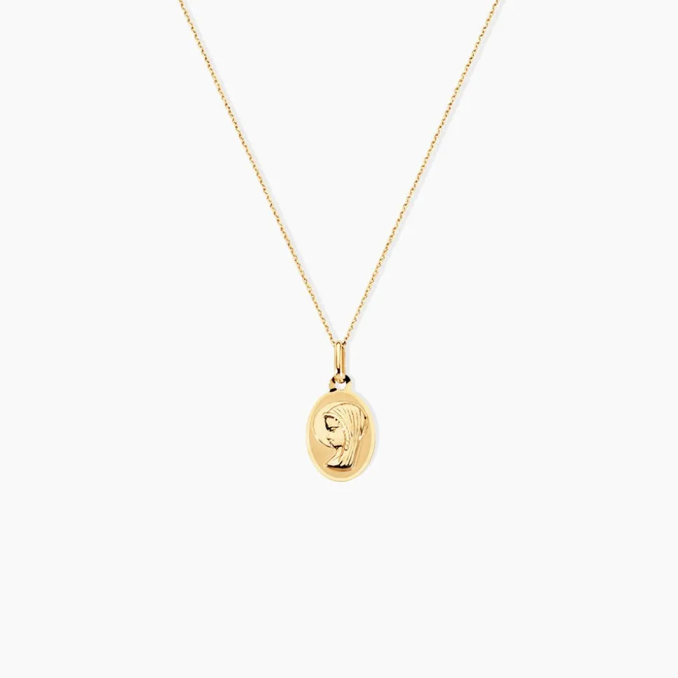 Pendentif Vierge Ovale Or Jaune