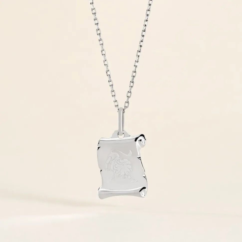 Pendentif Zodiaque Parchemin Argent Blanc