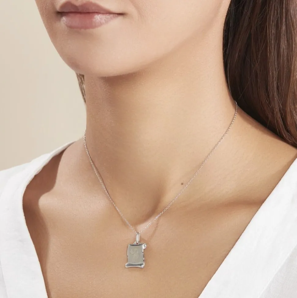 Pendentif Zodiaque Parchemin Argent Blanc
