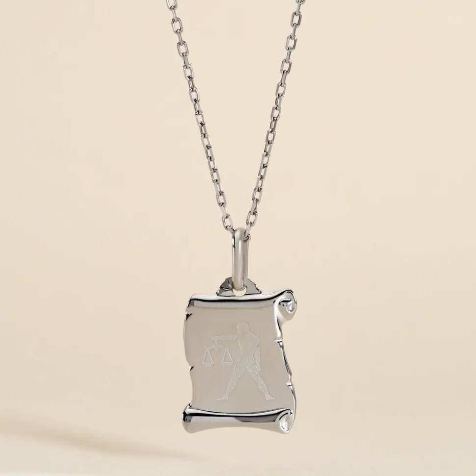 Pendentif Zodiaque Parchemin Argent Blanc