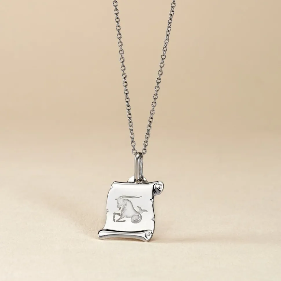 Pendentif Zodiaque Parchemin Argent Blanc