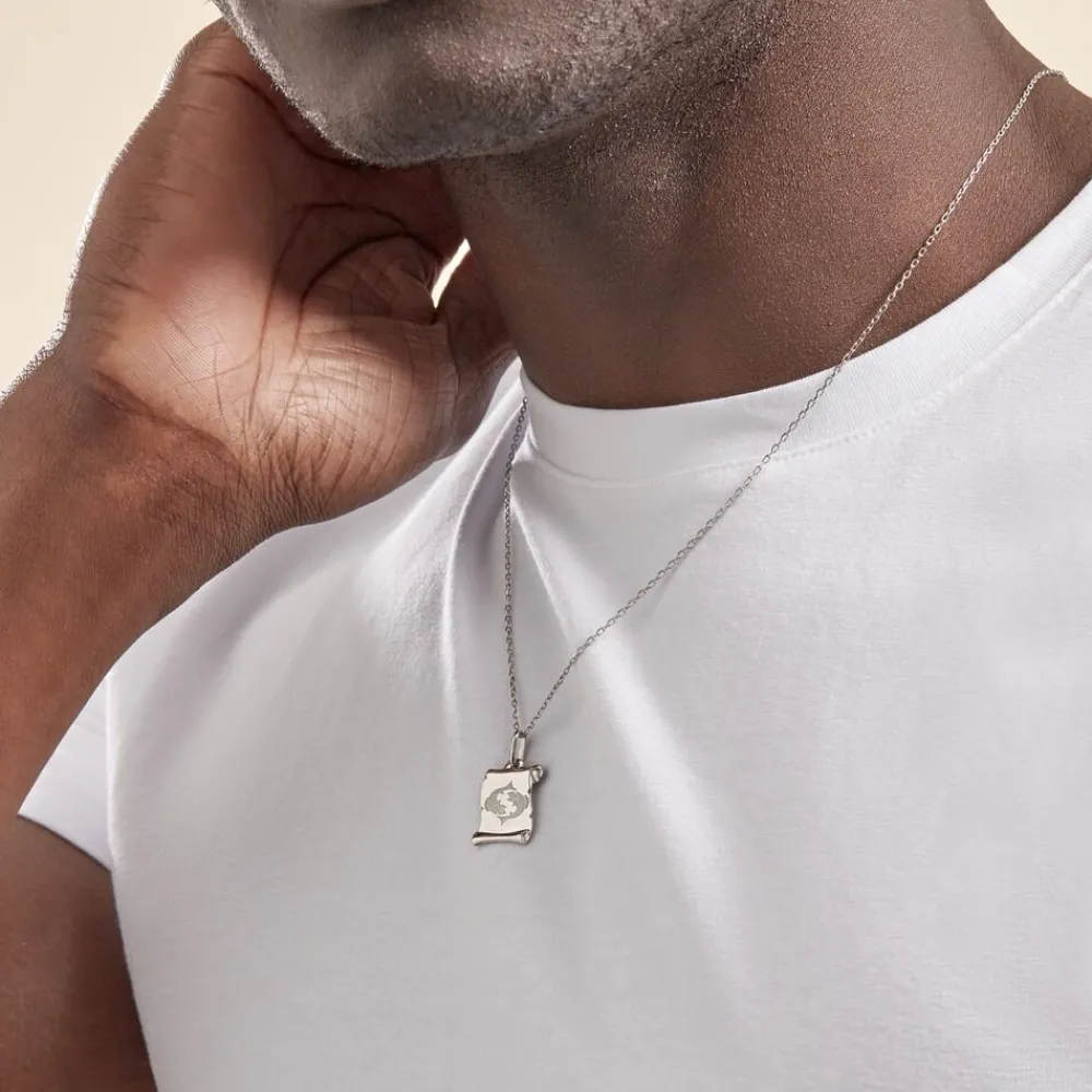 Pendentif Zodiaque Parchemin Argent Blanc|Marc Orian
