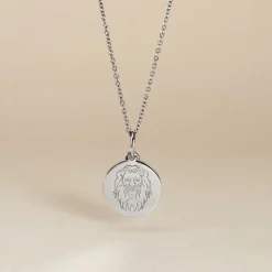 Pendentif Zodiaque Rond Argent Blanc
