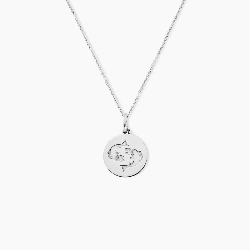 Pendentif Zodiaque Rond Argent Blanc