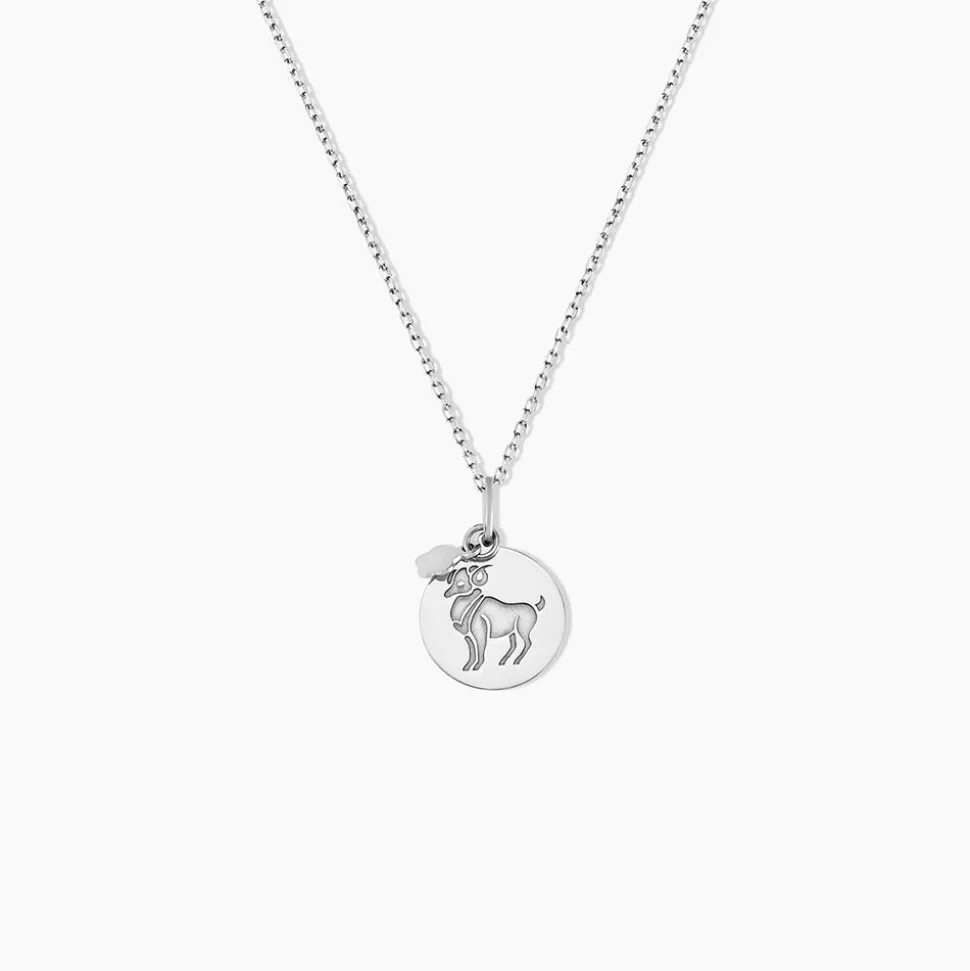 Pendentif Zodiaque Rond Argent Blanc