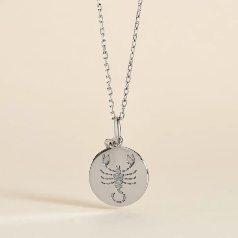 Pendentif Zodiaque Rond Argent Blanc