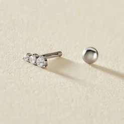 Piercing D'oreille Unitaire Delphie Argent Blanc Oxyde De Zirconium|Marc Orian New