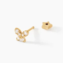 Piercing D'oreille Unitaire Papillion Or Jaune Oxyde De Zirconium
