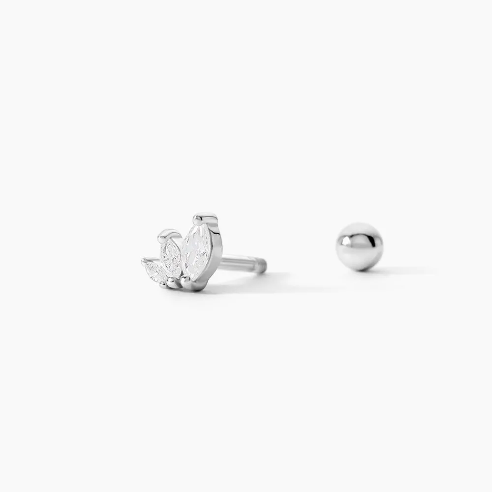 Piercing D'oreille Unitaire Verona Argent Blanc Oxyde De Zirconium|Marc Orian Best