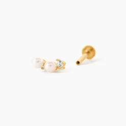 Piercing Iestyn Or Jaune Perle De Culture Oxyde De Zirconium|Marc Orian Sale
